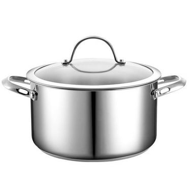 Stock Pot Pan Oven Safe Induction Compatible Cookware w Lid Stainless Steel 5 Qt